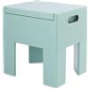 Deurqund Sgabello basso in plastica con spazio per riporre le scarpe, per corridoio, soggiorno, bagno, moderno, 40 x 37 x 31 cm, fino a 100 kg (blu marino)