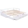 Idemon Divano letto estraibile 90/180 x 200 cm con cassetti e reti a doghe, letto in pino con vano portaoggetti (bianco)