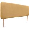 DHOME Testiera Imbottita Liscia Arrotondata in Lino Naturale con Gambe per Parete Acustica Testate Letto Fonoassorbenti Camera da Letto (Senape, 140cm)