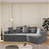 Soweiz Divano da soggiorno, Schneider Comfort in tessuto con nuvole, divano modulare, confezione completamente compressa, senza montaggio, materiale in corda, 312 x 75 x 68 cm (grigio)