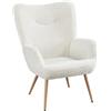 Soberine Poltrona Imbottita per Soggiorno Poltroncina con Schienale Alto e Curvo Sedia in Tessuto Bouclé 73,5 × 81 × 98 cm con Gambe Affusolate per Camera da Letto Bianco