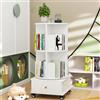 EXSELTMAN Libreria Girevole 360 Gradi con Ruote - 2 Livelli, Scaffale Verticale per Soggiorno, Camera da letto, Ufficio 40x40x88.5 cm