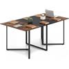 COSTWAY Tavolo da Conferenza 180 x 100 cm, Tavolo Riunioni Grande per 6-8 Persone, Postazione da Lavoro Stile Industriale con 2 Passacavi per Ufficio e Sala Riunioni