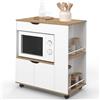 IDMarket - Credenza COSI per microonde con cassetto e ripiani per spezie in legno bianco e vassoi in faggio L.76 cm