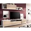 CAESAROO Parete attrezzata porta Tv 200 cm Madison Bianco lucido e Rovere Naturale - Bianco e Naturale