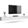 Planetmöbel Mobile TV West, porta TV lungo 320 cm, mobiletto TV sospeso o da appoggio, mobile TV per soggiorno, 2X mobile porta TV 37,8 x 160 x 30 cm, bianco