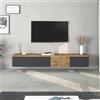 WHOUS Mobile Porta TV Sospeso ISEO per Soggiorno con 2 Ante e 1 a Ribalta, Mobile Tv a Parete per Salotto, 200x35x30 cm, Antracite Opaco e Rovere