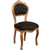Biscottini Sedia soggiorno imbottita L45XPR42XH90 cm Nero e Oro antiquato - Sedie sala da pranzo - Sedie vintage - Poltroncina camera da letto - Poltrona imbottita in legno e tessuto Stile Barocco