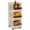 IDMarket - Carrello portavivande con 3 cestelli in legno per frutta e verdura