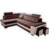 Robin Inspire Grand Divano angolare con funzione di letto cassetto per la biancheria due pouf poggiatesta regolabile angolo a sinistra crema 277 x 180 x 100