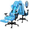 Douxlife Sedia da Gaming con Massaggio a 7 Punti, Sedia da Ufficio Ergonomica Schienale Regolabile 90-175°, Bracciolo 2D Regolabile, Poltrona da Gaming per Adulti, Portata 150-180 kg, Blu Bianco