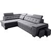 Robin Inspire Grand Divano angolare con funzione di letto cassetto per la biancheria due pouf poggiatesta regolabile angolo a sinistra grigio scuro 277 x 180 x 100