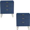 FOERPL Cassettiera per camera da letto, adulto, legno, comodino, set di 2 tavolini con cassetto, 60 x 40 x 70 cm, cassettiera con 3 cassetti, mobile portaoggetti in legno con cassetto, per camera da letto