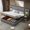 Dolamaní Moderno Letto Matrimoniale 180 x 200 cm Con Contenitore, Imbottito in Tessuto di Velluto, Schienale Extra Lungo, Funzionale (Grigio)