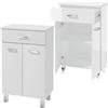 Deftrans Domodomo mobile bagno - 85 x 50 x 30 cm bianco con ripiano mobile da bagno laccato con cassetto, mobiletto bagno multiuso, armadietto bagno