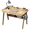 Generic Piccola scrivania per casa e ufficio con cassetti e ripiani, scrivania contemporanea, postazione di lavoro per computer, studio (naturale, 100 x 60 x 75 cm)