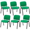 CLP Set 6X Sedie Ufficio Ospite Ken Imbottite in Stoffa I Sedie Attese Impilabili Imbottite Impilabili Carico Max 120 kg, Colore:Verde