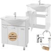 Deftrans Lavabo con mobiletto in piedi, set di mobili da bagno, 85 x 75 x 34 cm, bianco lucido, mobiletto con lavabo e rubinetto con spina a clic, programmi completi per il bagno