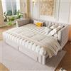 YuQozii Letto Giorno, 90 x 200 cm, divano letto con schienale quadrato, letto allungabile (allungabile fino a 180 queen size, 2 cassetti, senza materasso (beige)