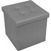 fashion home Pagano Pouf Contenitore Quadrato Pieghevole in Ecopelle 38x38x38 cm Sgabello Poggiapiedi con Seduta Imbottita Carico 150 kg Grigio