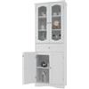COSTWAY Armadietto Salvaspazio 60 x 30 x 160cm, Mobile Bagno con 2 Ripiani Regolabili, Cassetto e 2 Porte in Vetro Temprato, Armadio da Bagno per Ufficio, Soggiorno e Camera da Letto, Bianco (Bianco)