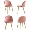 JZGORC Set di 4 Sedia da Pranzo, Sedia da Pranzo in Morbido Velluto, Gambe in Metallo, Imbottitura Protettiva Regolabile - Rosa