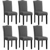 Yaheetech Set 6 Sedie da Pranzo Imbottite Tessuto Classiche Eleganti Gambe in Legno Massello per Cucina Soggiorno Portata 136 KG Grigio Scuro/6 Pezzi