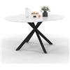 IDMarket - Tavolo da pranzo rotondo allungabile ALIX, 4-8 persone, gamba a ragno in metallo nero, piano effetto marmo ALASKA, 110-150 cm