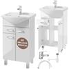 Deftrans Domodomo - Armadietto da bagno con lavandino, 85 x 46 x 30 cm, mobile bagno con lavabo, lavandino bagno con mobiletto - mobili bagno con lavabo (bianco + sifone + rubinetto per lavabo)