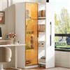 FAYICIC Multifunzionale Armadio 70×40×160cm - Vetrinetta con Porta in Vetro e LED, Estrazione Laterale, Mobile Alto, Libreria, Armadio per Bagno, Credenza per (E)