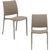 REDÒKASA Set 2 sedie in polipropilene MOON impilabile resistente ai raggi UV design moderno ideale per sala da pranzo, cucina, giardino, bar (Tortora, 2)