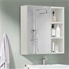 CLIPOP Mobiletto Specchiera Bagno Porta Singola Armadietti a Specchio in Legno con Strato Regolabile e 2 Ripiani