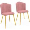 IDMarket - Set di 2 sedie a conchiglia ADELLA in velluto rosa con gambe dorate