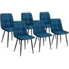 IDMarket - Set di 6 sedie da pranzo in velluto blu MILA