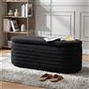 Ya-Home Cassapanca Pouf Panca Contenitore Panca Fondo letto Cassapanca Contenitore da Interno in Pelliccia Sintetica Panche per Camera da Letto/Soggiorno, Nero,115cm
