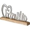 levandeo Famiglia Scritta argentata, L30 cm, in legno di mango, con lettere, decorazione per la casa