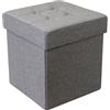 milani home - pouf quadrato, tessuto, seduta poggiapiedi, grigio chiaro, 38 x 40 x 38 cm