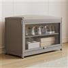 BAKAJI Scarpiera con Seduta e 2 Scomparti Interni Salvaspazio, Mobile Panca Porta Scarpe con Anta Trasparente e Base Antiscivolo per Ingresso, Camera da Letto, Ingresso 70 x 32 x 45 cm (Grigio)