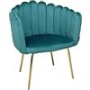 SAMIRA Poltrona conchiglia in velluto poltroncina vintage mod. Perla (1, Verde Petrolio)