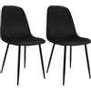 CLP Set di 2 sedie da Pranzo Imbottite Maryam, Sedia da Cucina con Schienale e Struttura in Metallo Nero, Supporta Fino a 150 kg, Colore:Nero, Materiale:Velluto
