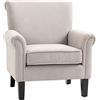 HOMCOM Poltrona d'Arredo in Stile Nordico con Braccioli, Poltrona Imbottita in Legno e Poliestere, 79x78x87 cm, Grigio e Marrone