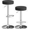 HOMCOM Set 2 Sgabelli Bar con Altezza Regolabile e Girevoli a 360°, Sgabelli Cucina Alti in PU con Poggiapiedi, Seduta Morbida, Struttura in Metallo, Sedie Bar Alte per Penisola Sala da Pranzo, Nero