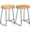 vidaXL 2X Sgabelli da Bar Stile Iconico retrò Robusti Realizzati a Mano Venature Raffinate Durevoli Seggiola Sedute 46x38x52cm Legno Massello di Mango