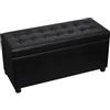 vidaXL Sgabello con Contenitore in Pelle Artificiale Nero Baule Pouf Ottomano