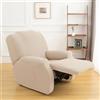 Morbuy Copripoltrona Relax Reclinabile Elasticizzato con Tasca, Fodera per Poltrona, Rimovibile Lavabile Coprisedile Fodere per Poltrona Relax (Beige,4 Pezzi per 1 Posto)