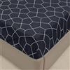 Surwin Lenzuolo con Angoli Matrimoniale, Lenzuolo sotto Elasticizzato profondità 30 cm, Lenzuolo con Angoli Singolo in Microfibra, Lenzuola Stampa di Geometria (180x200cm,Blu Navy)