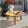 tectake® Tavolino Salotto Rotondo Ø 80x35,5 cm, Tavolino Salotto in Legno, Gambe in Legno massiccio, Piano MDF, Design Moderno Elegante, Comodino Piccolo, Ideale Salotto, Camera da letto, Soggiorno
