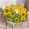 Morbuy Tovaglia per Tavolo Rotondo con Elastico, Motivo Girasole 3D Tovaglia Rotonda Antimacchia Impermeabile con Bordo Elastico Tovaglie Copritavolo per Feste (Fiori Gialli,Diametro 130cm)