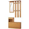 HOMCOM Set Mobili Ingresso Moderno con Scarpiera e Specchio, Appendiabiti da Ingresso con 6 Ganci, 2 Ripiani Regolabili e Cassetti in Legno per Corridoio, 90x24x166 cm, Legno