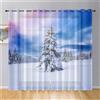 Surwin Tende per Interni, Fiocchi di Neve Invernali Tende a Vetro con Occhielli, 2 Pezzi Tende Camera da Letto, Tende Voile Semi Trasparenti, per Cucina, Soggiorno (140x244cm,Pino)